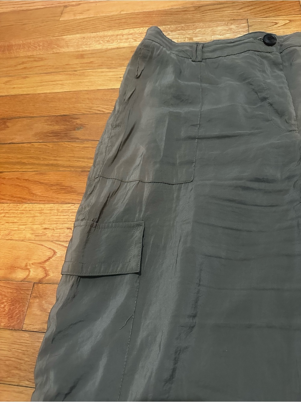 Maison D’ Amelie Green Pants Cargo Wide Leg High Waisted Modal Lightweight XL - Picture 3 of 8